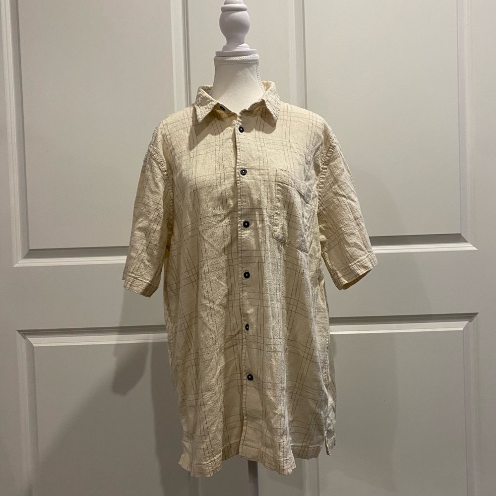Frumpy Coverup by GEORGE CLASSIC in Beige Windowpane Check - Womens XL